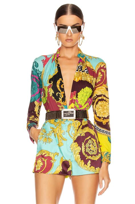 versace leaf print|Versace print bodysuit.